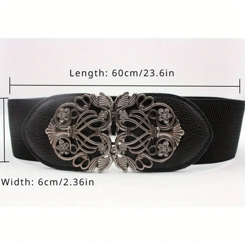 Vintage Hollow Buckle Wide Elastic Belt