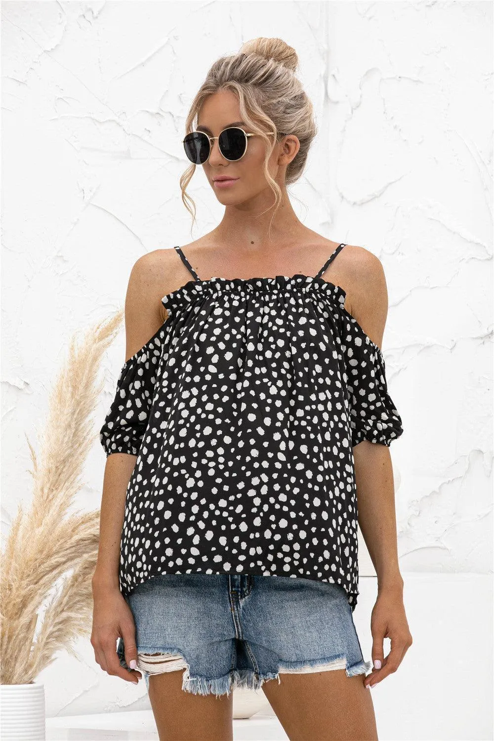Vision Of Loveliness Cold-Shoulder Blouse