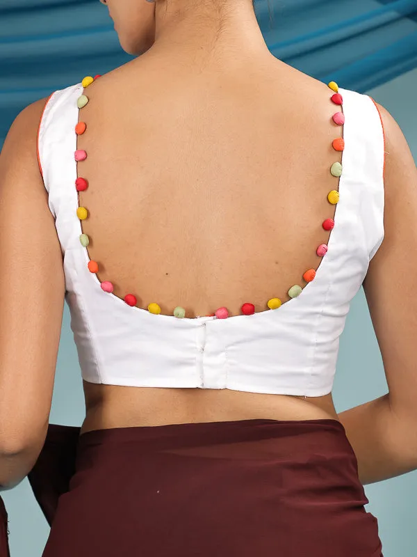 White Retro Sleeveless padded Blouse