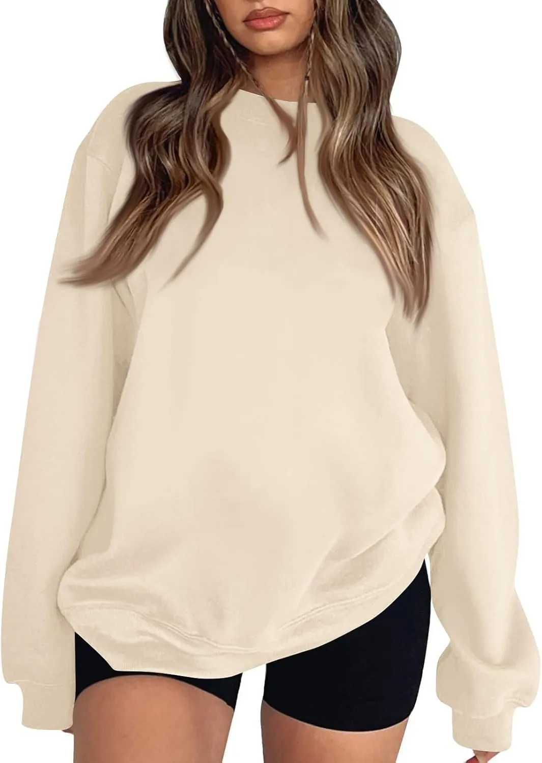 Women Crewneck Sweatshirts Trendy Loose Fleece Pullover Sweaters Casual Comfy Long Sleeve Hoodies Y2k Fall Clothes