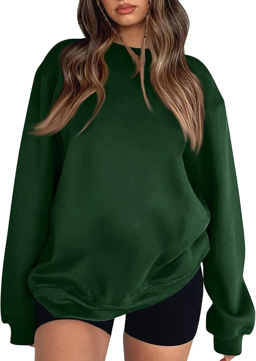 Women Crewneck Sweatshirts Trendy Loose Fleece Pullover Sweaters Casual Comfy Long Sleeve Hoodies Y2k Fall Clothes