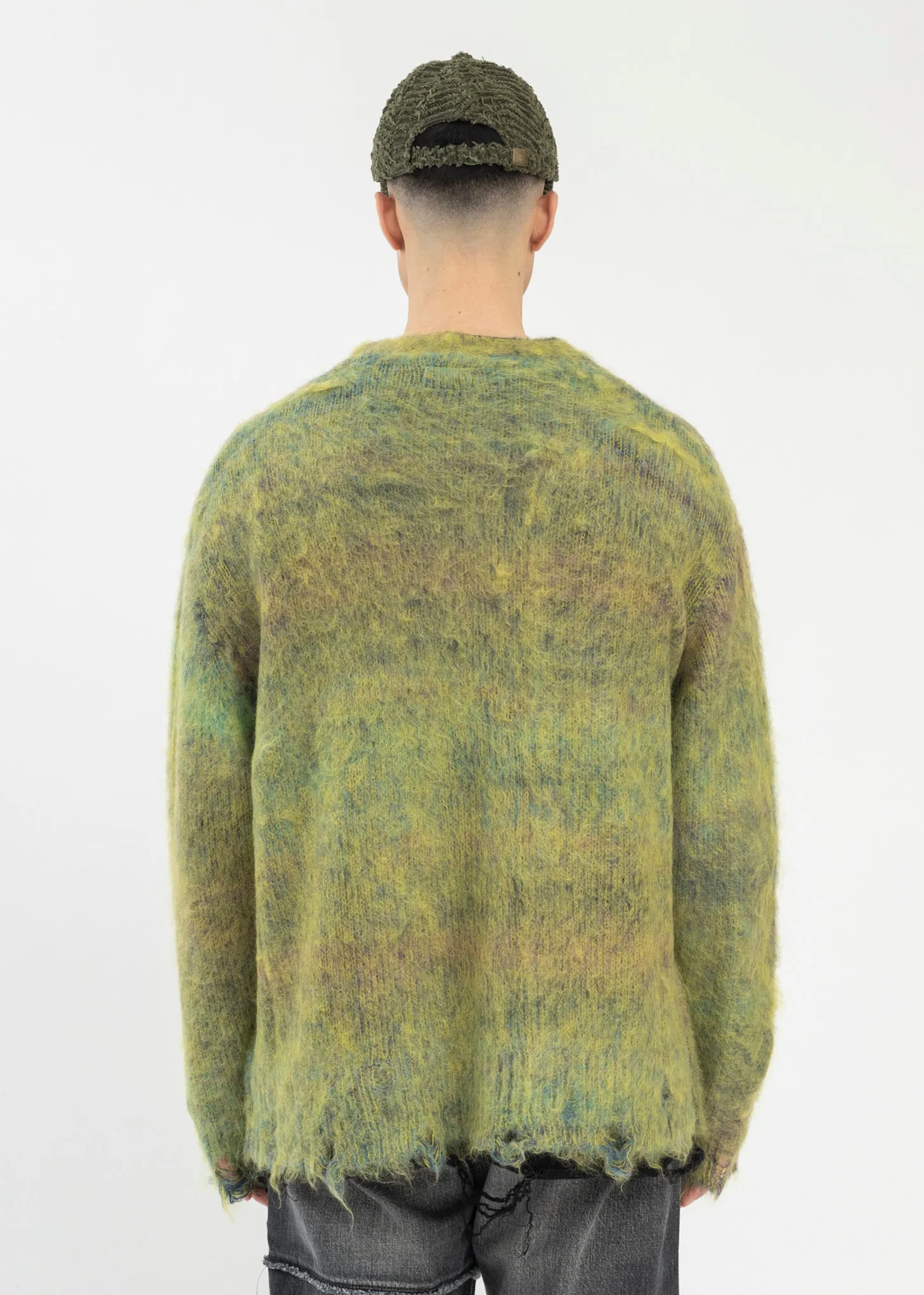 Yellow Kasuri Mohair Cardigan