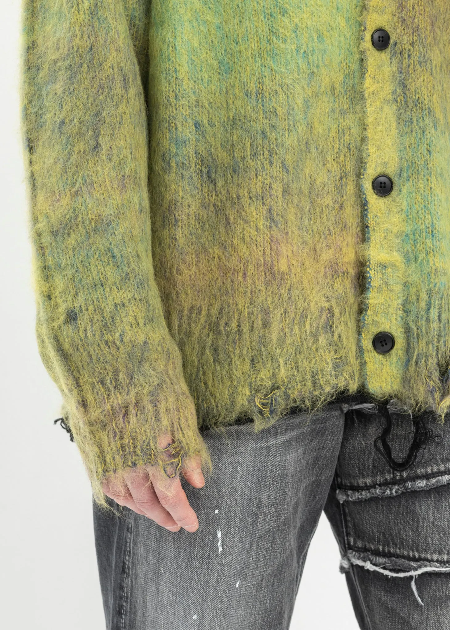 Yellow Kasuri Mohair Cardigan